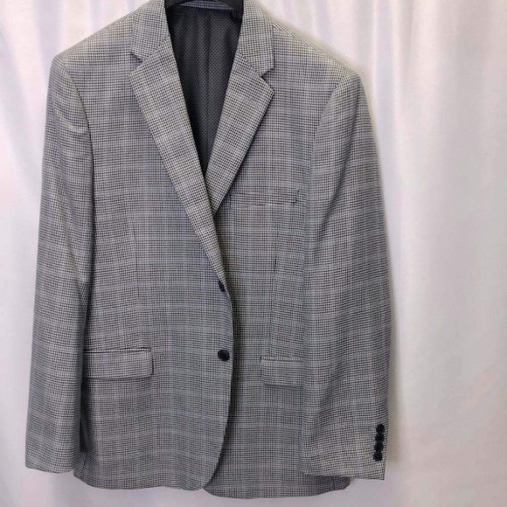 JAMES CAMPBELL Mens Grey and Blue Houndstooth Blazer Sport coat NWT 42L